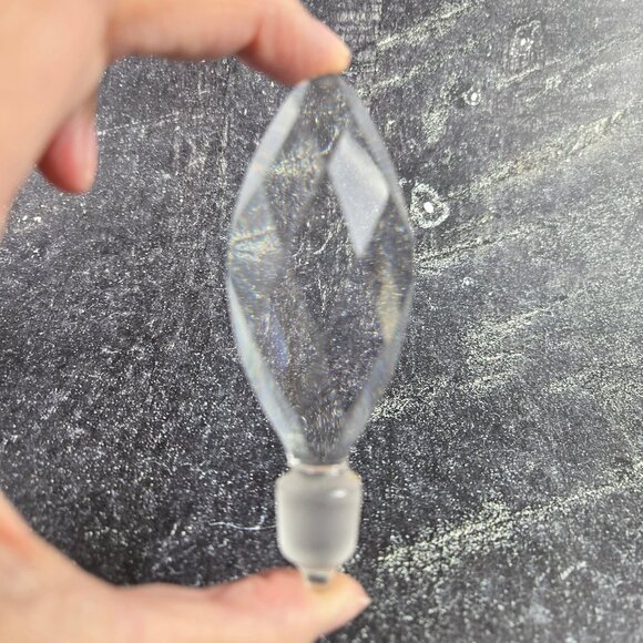 Vintage Hand Cut Highly Polished Prism Clear Crystal Perfume Bottle with Stopper - Picture 10 of 16